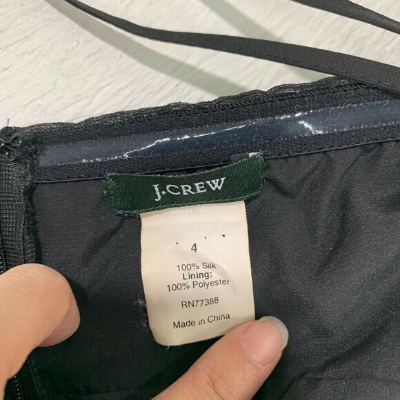 J. Crew Dress Womens 4 Black Emily Silk Back Zip Strapless Pleat Lined Chiffon - Picture 11 of 13